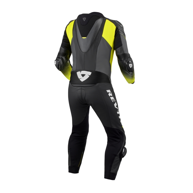 Salopetă de motocicletă din piele de culoare negru-galben-fluorescentă Revit Control