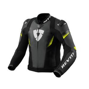 Geaca de piele pentru motociclete Revit Control negru-galben fluo