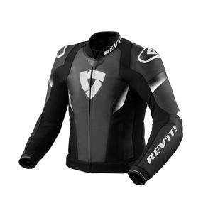 Jachetă de motocicletă din piele neagră și albă Revit Control