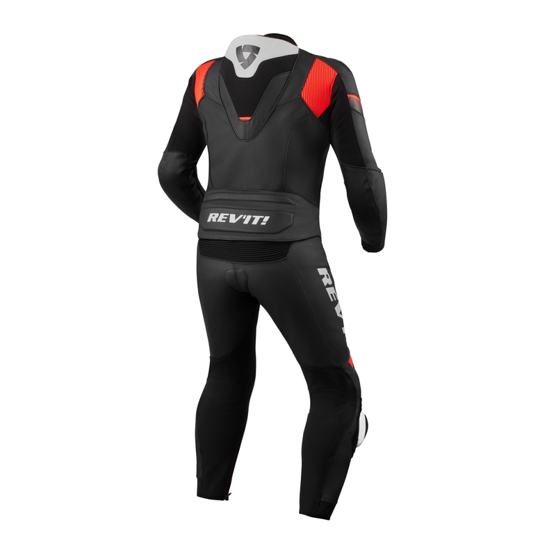 Salopetă din piele Revit Combi Argon 2 negru-fluo roșu-fluo