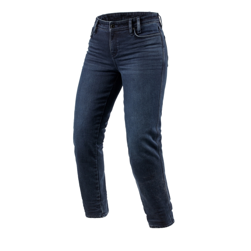 Blugi moto cropped pentru femei Revit Violet Violet BF washed blue-black