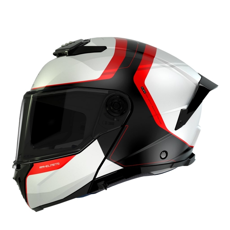 Cască de motocicletă MT ATOM 2 SV EMALLA B0 mat alb-negru-roșu