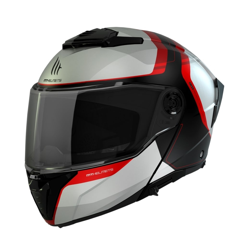 Cască de motocicletă MT ATOM 2 SV EMALLA B0 mat alb-negru-roșu