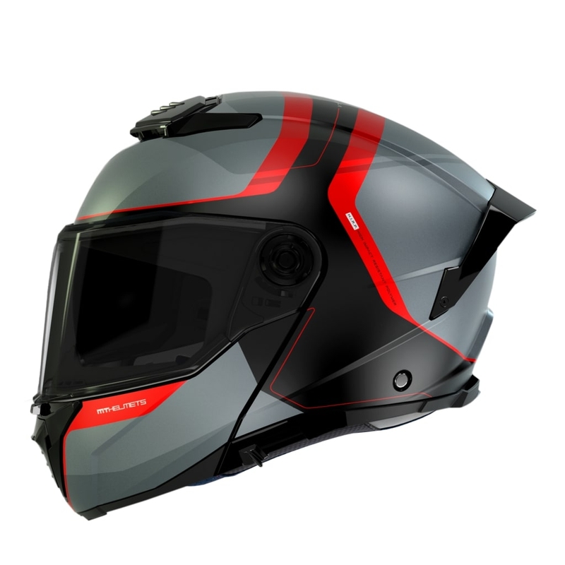 MT ATOM 2 SV EMALLA B15 cască de motocicletă MT ATOM 2 SV EMALLA B15 gri-negru-roșu mat