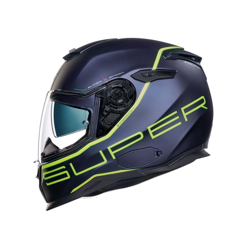 Cască de motocicletă Nexx SX 100 Superspeed albastru mat-fluo galben lichidare