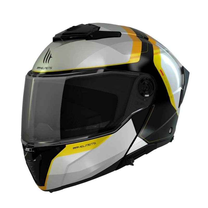 Cască de motocicletă MT ATOM 2 SV EMALLA B3 alb-negru-galben