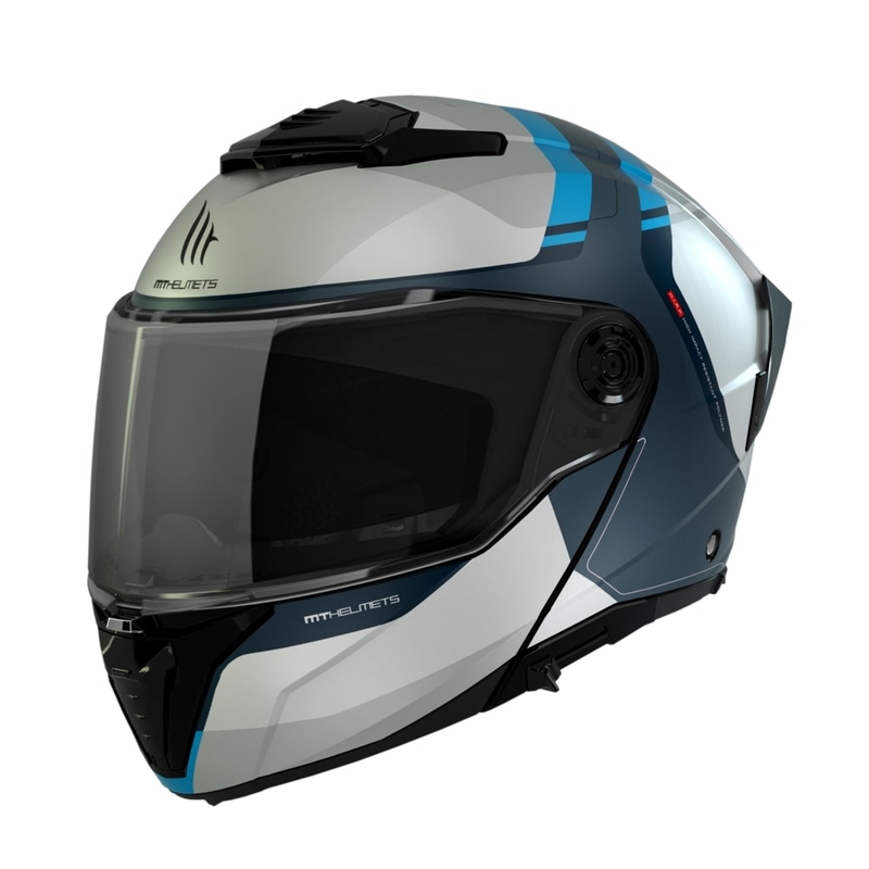 Cască de motociclist MT ATOM 2 SV EMALLA C17 alb-albastru-turcoaz mat alb-albastru-turcoaz