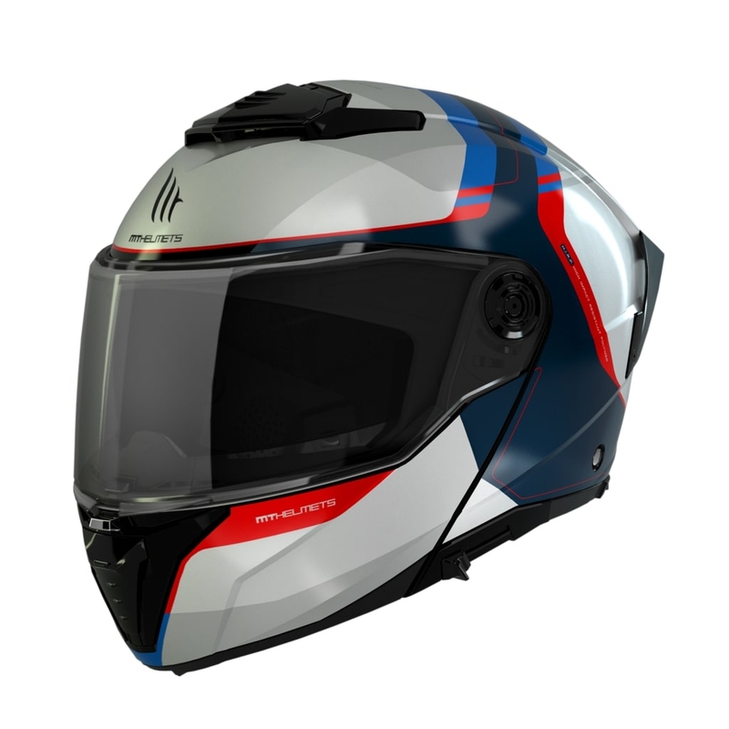 Cască de motocicletă MT ATOM 2 SV EMALLA C7 alb-albastru-roșu
