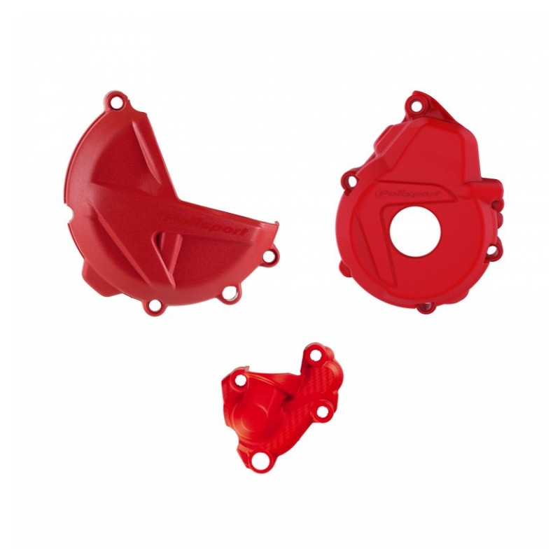 Clutch and ignition cover protector kit POLISPORT Rosu