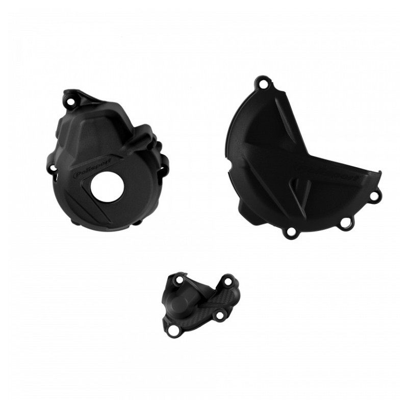Clutch and ignition cover protector kit POLISPORT Negru pentru GAS GAS EC 350 F 2021-2023