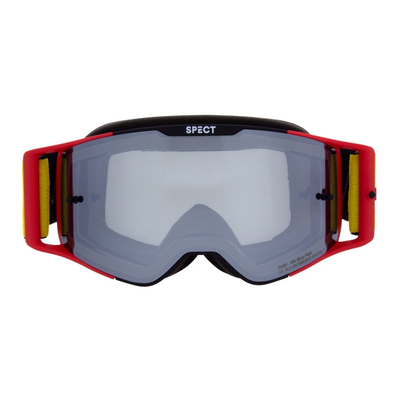Ochelari de motocross Red Bull Spect TORP negru și roșu cu sticlă fumurie