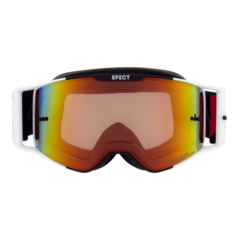 Ochelari de motocros Red Bull Spect TORP negru și alb cu lentile roșii