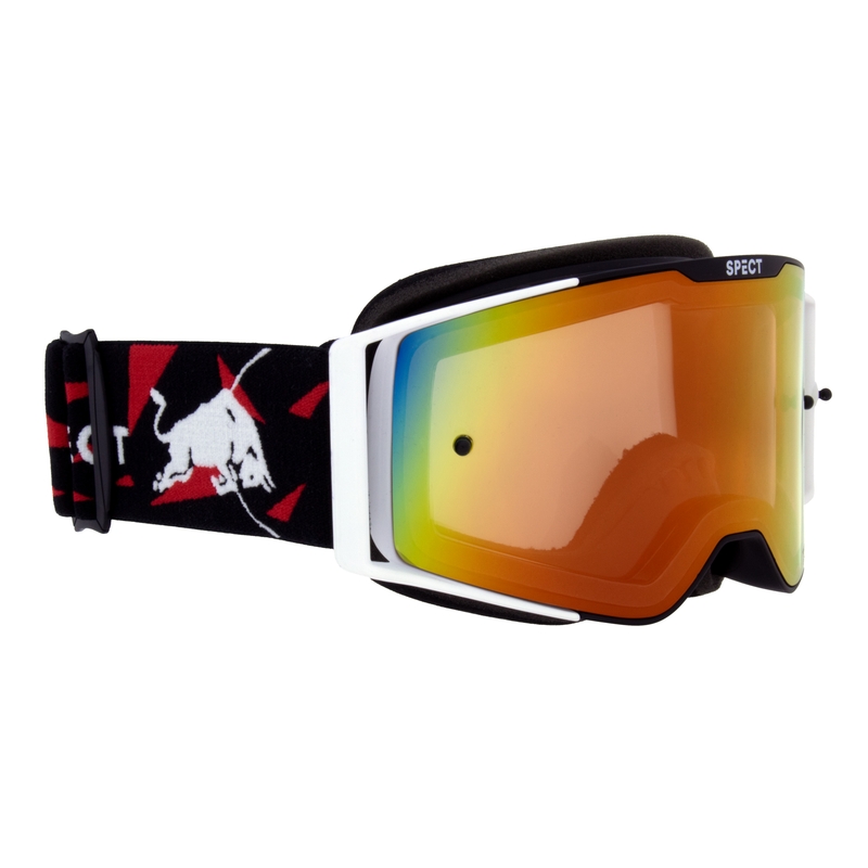 Ochelari de motocros Red Bull Spect TORP negru și alb cu lentile roșii
