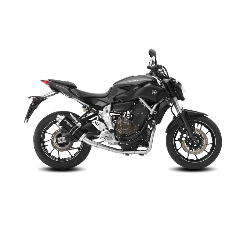 Sistem de evacuare complet 2x1 STORM GP negru otel pentru YAMAHA MT-07 700 2014-2024