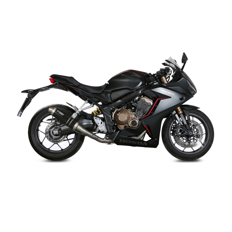 Sistem de evacuare complet 4x2x1 STORM GP negru otel pentru HONDA CB 650 R 2019-2023, HONDA CBR 650 R 2019-2023