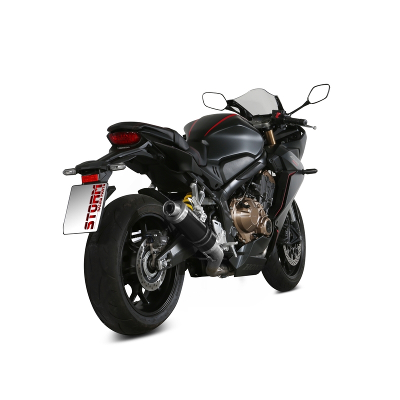 Sistem de evacuare complet 4x2x1 STORM GP negru otel pentru HONDA CB 650 R 2019-2023, HONDA CBR 650 R 2019-2023