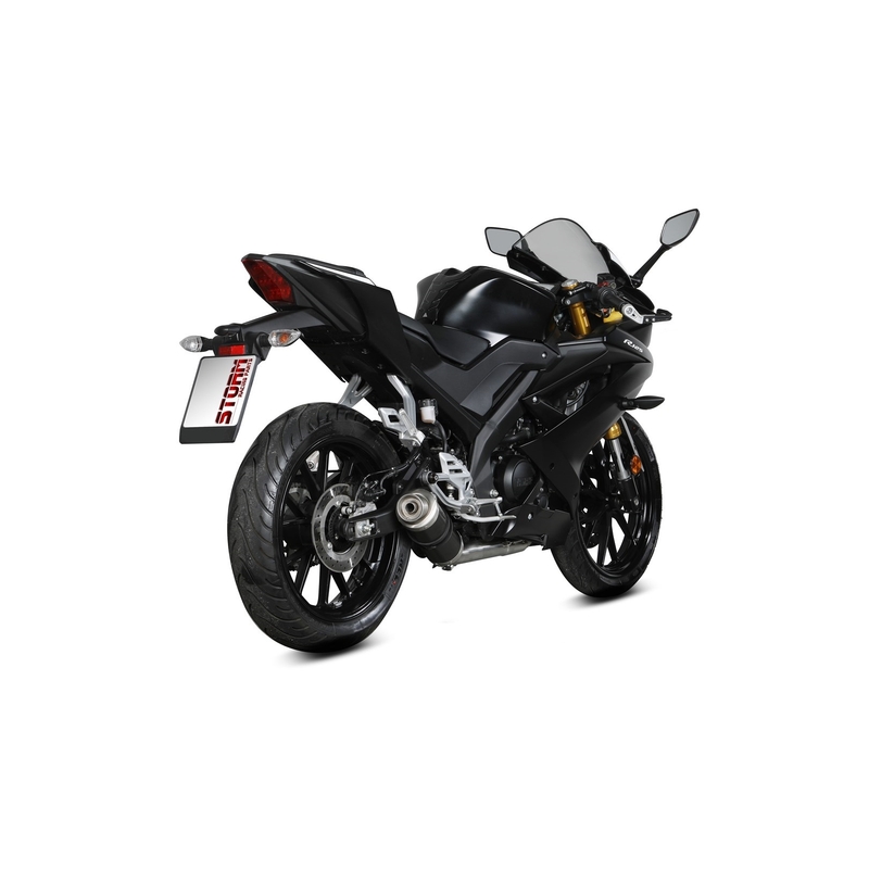 Sistem de evacuare complet 1x1 STORM GP Negru pentru YAMAHA YZF-R 125 2019-2024, YAMAHA MT 125 2020-2026