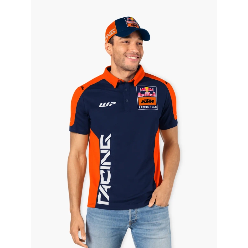 Tricou polo KTM Replica Team albastru-portocaliu lichidare