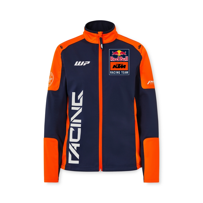 Jachetă KTM Replica Team pentru femei, albastru-portocaliu, de tip softshell