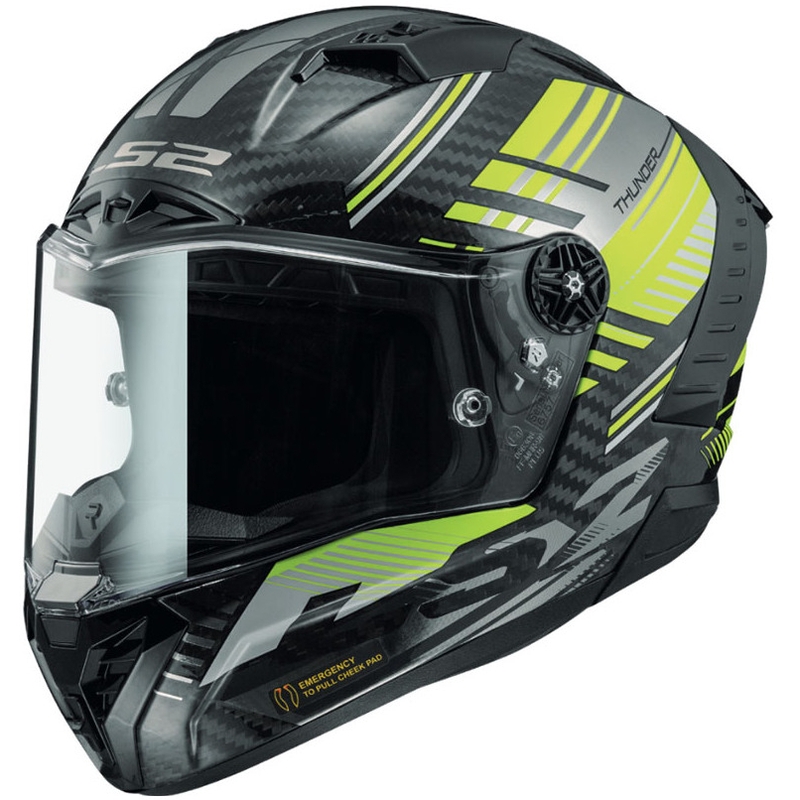 LS2 FF805 Thunder Thunder Carbon Volt cască de motocicletă integrală negru-galben-fluo