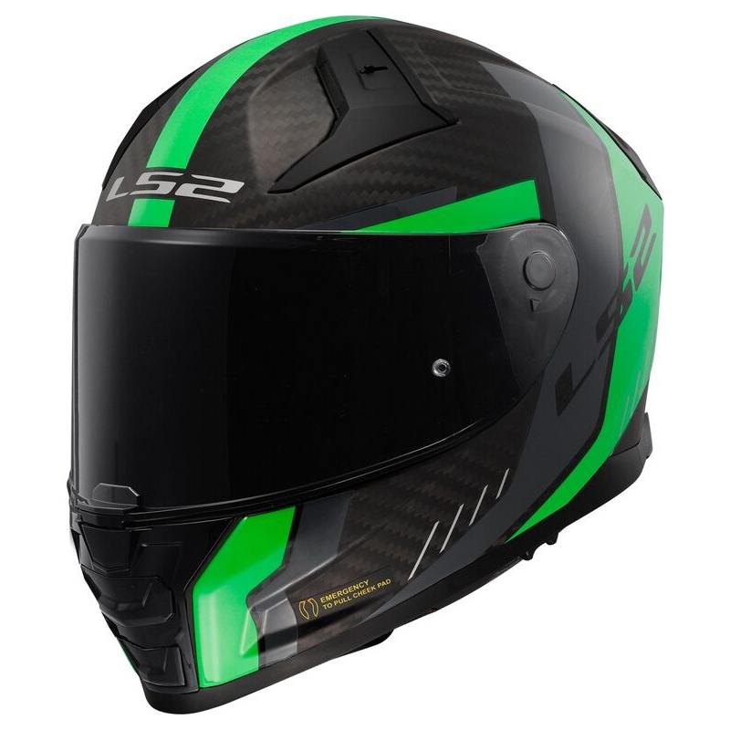 LS2 FF811 Vector II Vector II Carbon Grid cască de motocicletă integrală negru-fluo verde mată