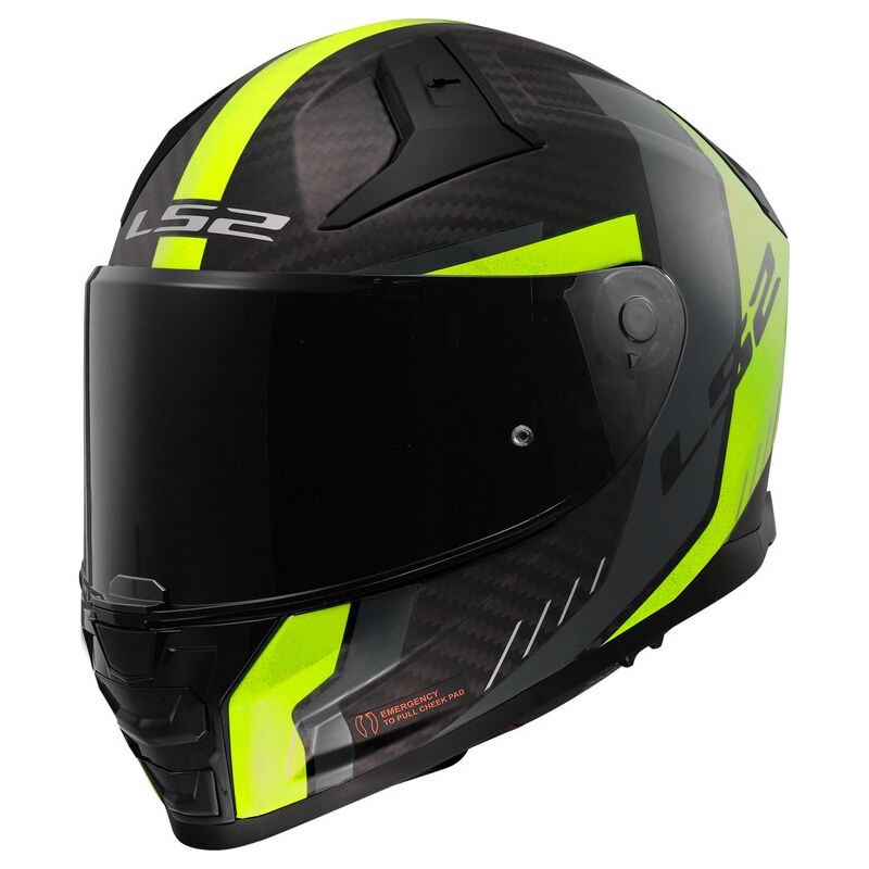 LS2 FF811 Vector II Vector II Carbon Grid cască de motocicletă integrală negru-galben fluo mată