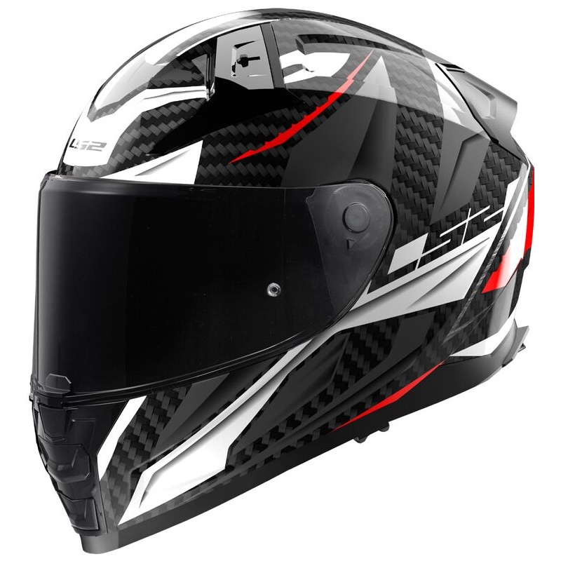 Cască de motociclist LS2 FF811 Vector II Carbon Savage alb-roșu-gri integral LS2 FF811 Vector II Carbon Savage alb-roșu-gri