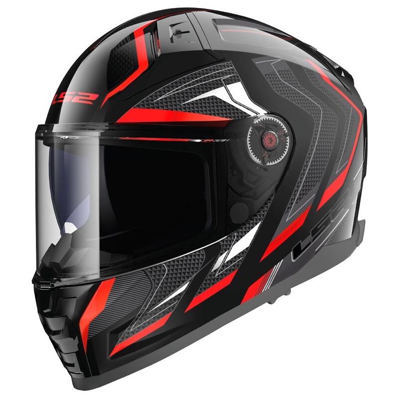 Cască de motociclist LS2 FF811 Vector II Alizer negru și roșu integral LS2 FF811 Vector II Alizer