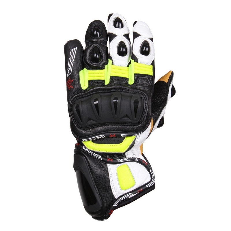 Mănuși de motociclete RSA Spacer negru-alb-alb-fluo galben lichidare