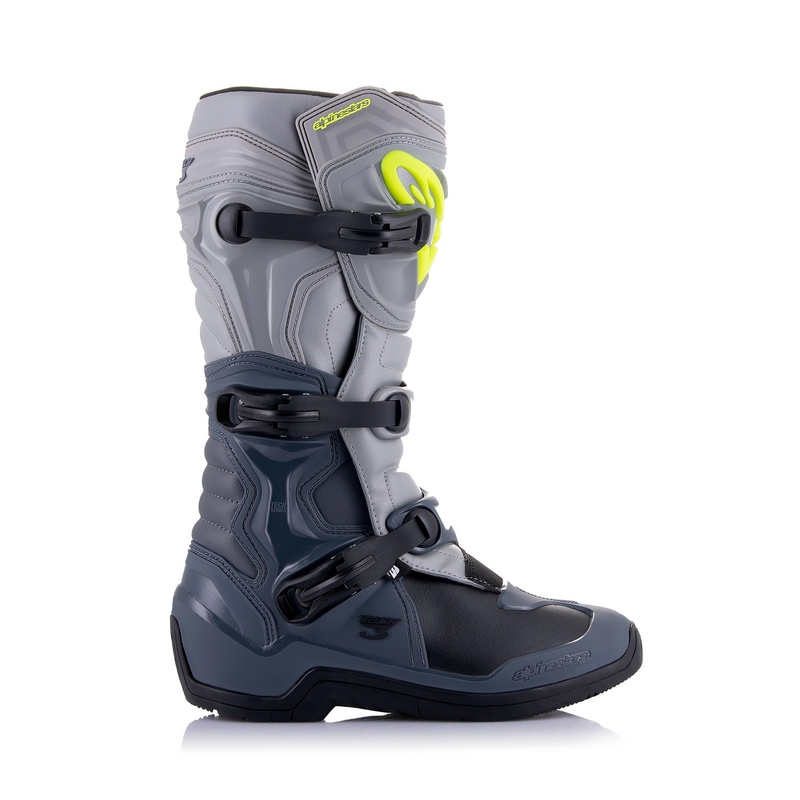 Ghete moto Alpinestars Tech 3 gri deschis-negru-galben fluo
