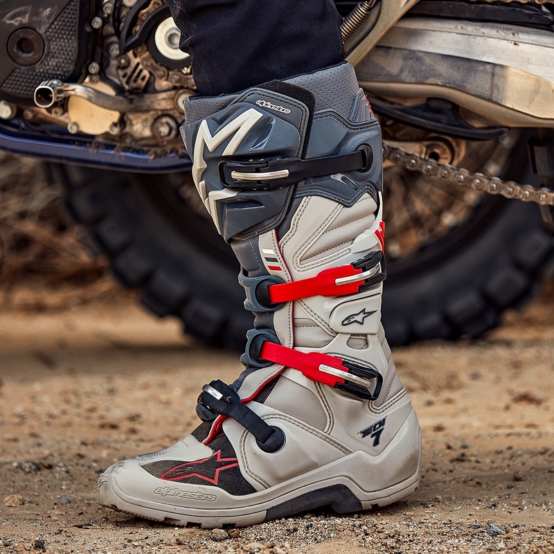 Alpinestars Tech 7 Enduro 2024 cizme de motocicletă gri-fluo-negru