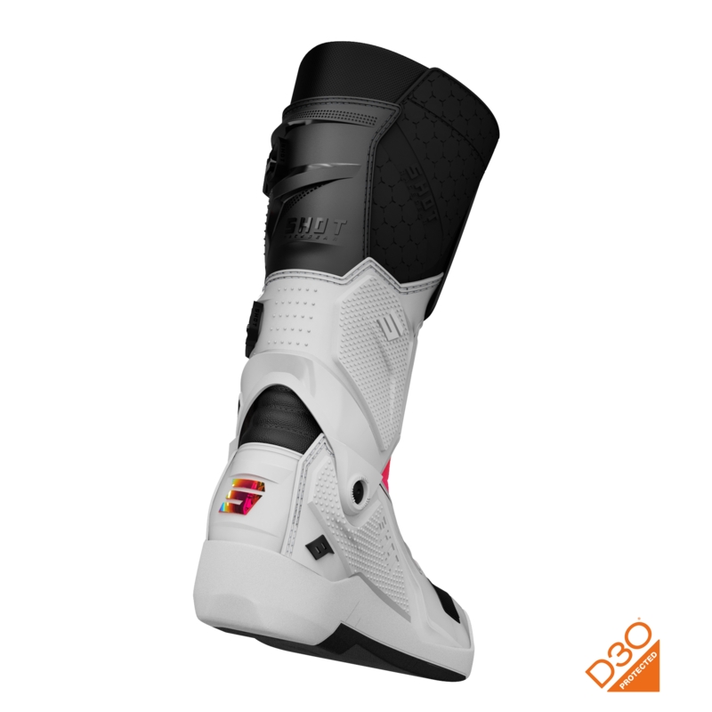 Ghete motocross Shot Race 8 Holographic alb-negru-roz