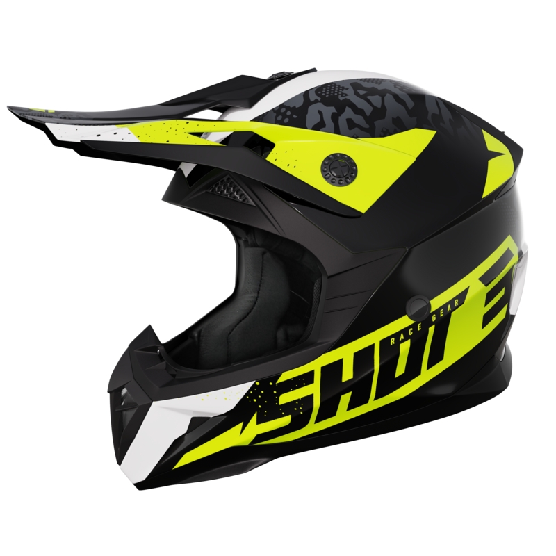 Cască de motocross Shot Pulse Airfit negru-alb-alb-albastru-galben lucios lichidare