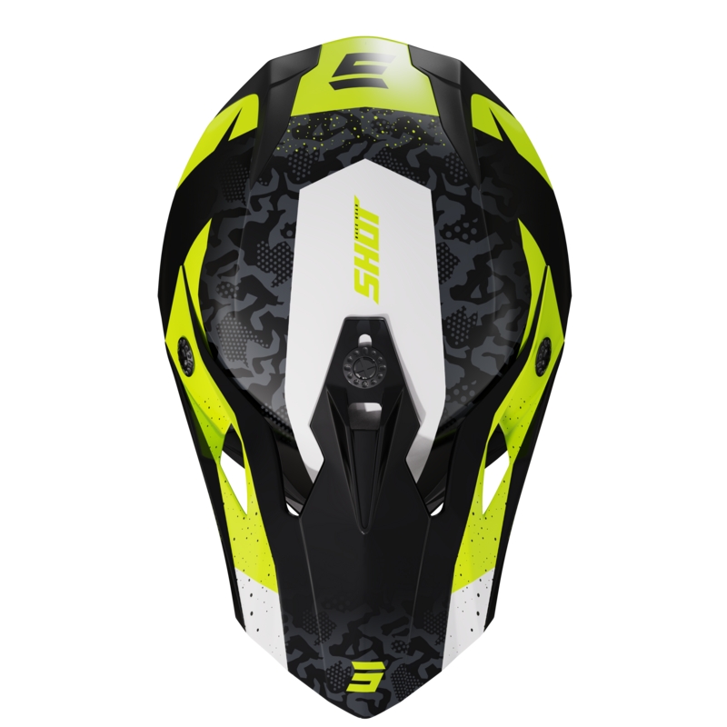 Cască de motocross Shot Pulse Airfit negru-alb-alb-albastru-galben lucios lichidare