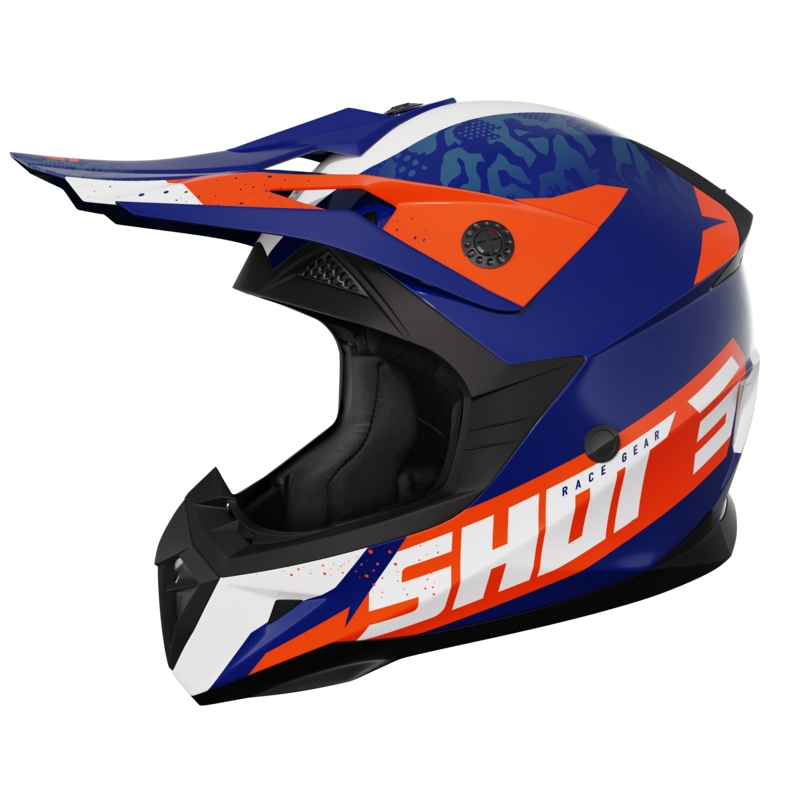 Cască de motocros Shot Pulse Airfit albastru-alb-alb-portocaliu lucios lichidare