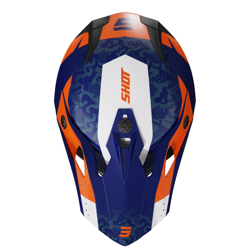Cască de motocros Shot Pulse Airfit albastru-alb-alb-portocaliu lucios lichidare
