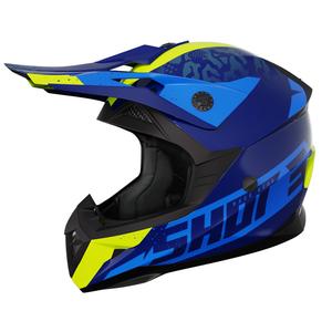 Cască de motocross pentru motociclete Shot Pulse Airfit albastru-fluo galben lucios