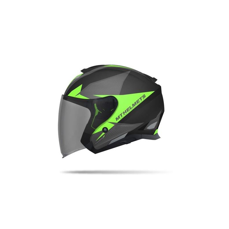 Cască de motocicletă deschisă MT Thunder SV Jet Wing negru mat-fluo verde