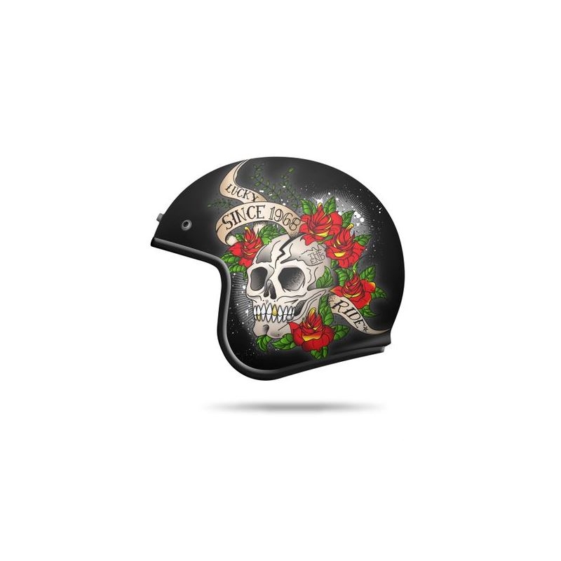 MT LeMans SV Skull &amp; Rose Cască de motocicletă deschisă roșu