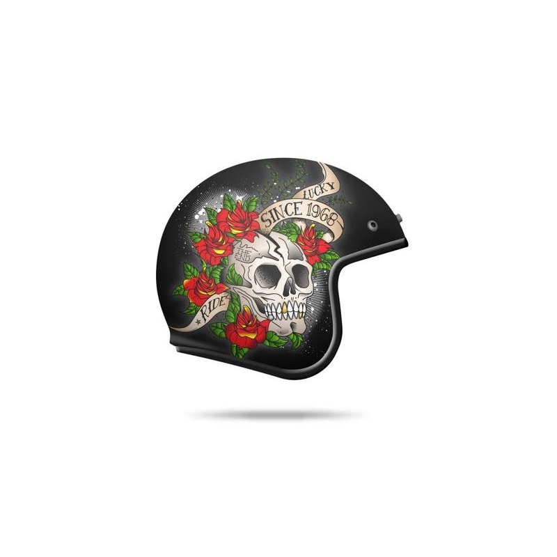 MT LeMans SV Skull &amp; Rose Cască de motocicletă deschisă roșu