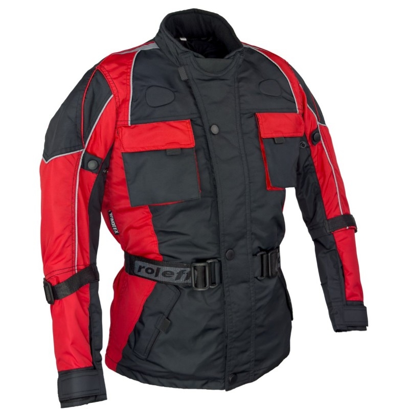Jachetă de motocicletă pentru copii Roleff Taslan negru-roșu