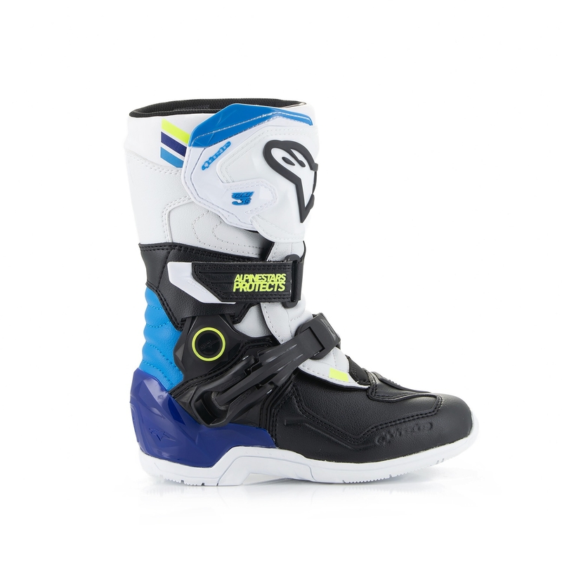 Ghete Motociclete Alpinestars Tech 3S Copii Alb-Negru-Albastru