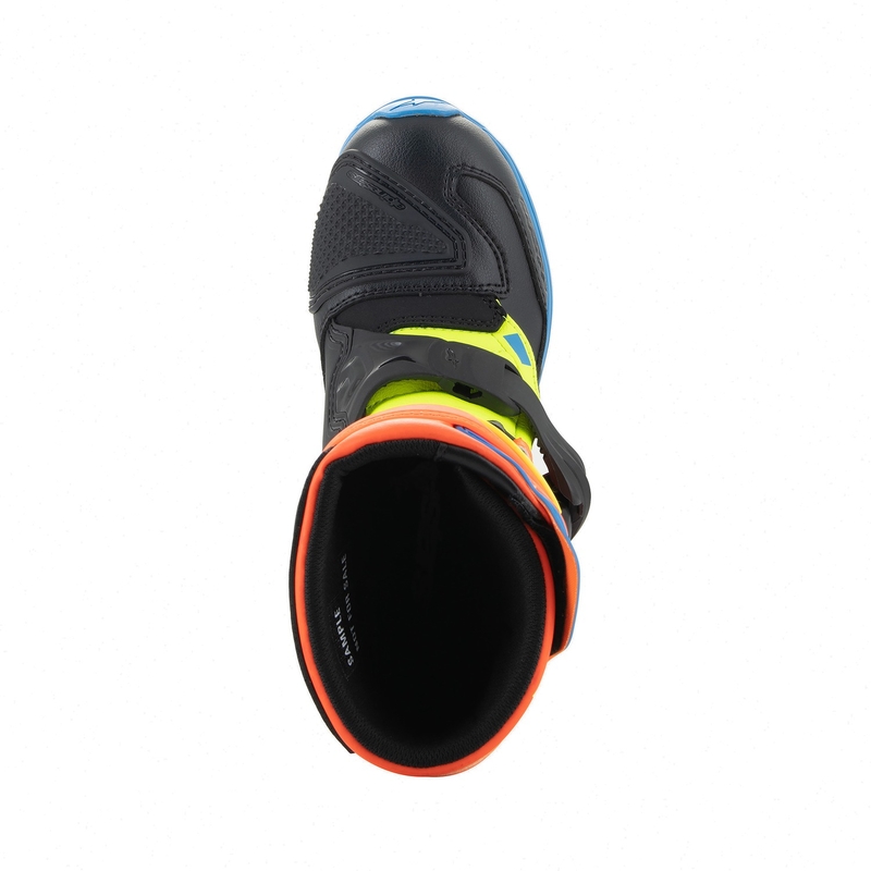 Alpinestars Tech 3S Kids Fluo Orange-Blue-Fluo Yellow-Black cizme de motocicletă pentru copii