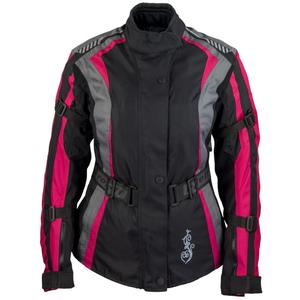 Jachetă moto pentru femei Roleff Estretta negru-roșu-gri