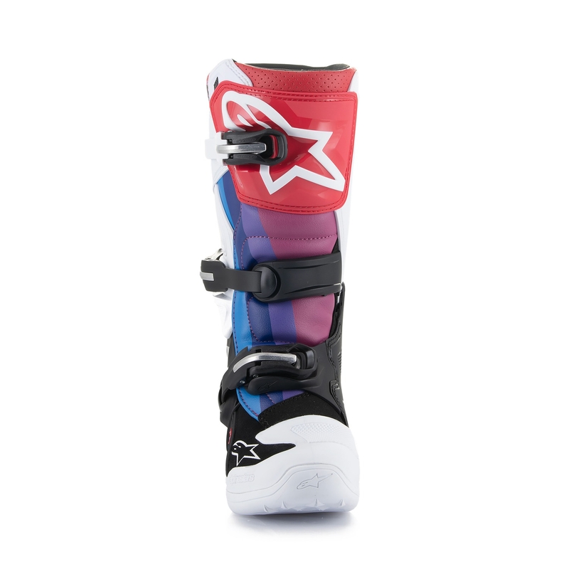 Ghete motocross Alpinestars Tech 7 S pentru copii, alb-negru-roșu-albastru-violet
