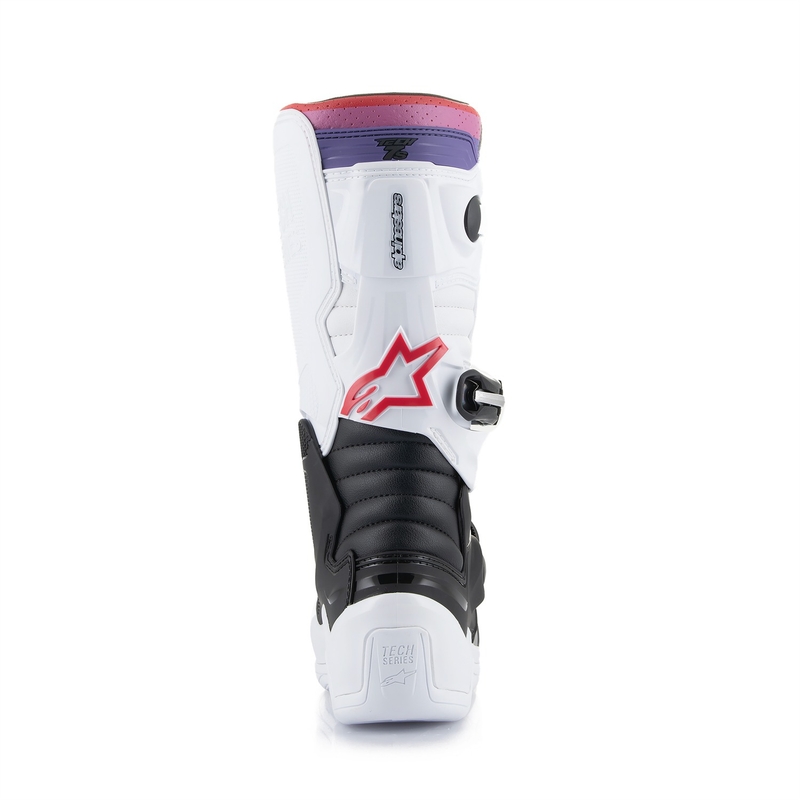 Ghete motocross Alpinestars Tech 7 S pentru copii, alb-negru-roșu-albastru-violet