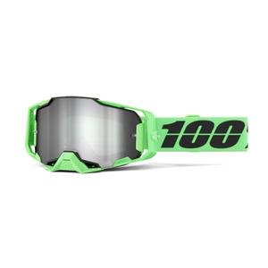 Ochelari de motocros 100% ARMEGA ANZA 2 verde (plexi argintiu oglindit)