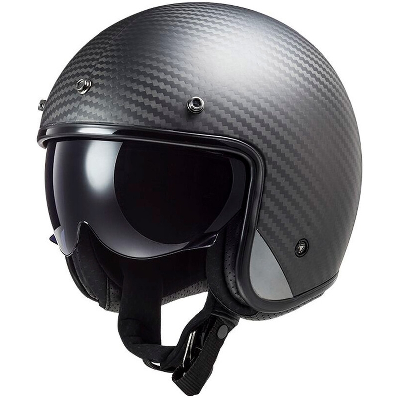 Cască de motocicletă deschisă LS2 OF601 Bob II Carbon Solid negru mat