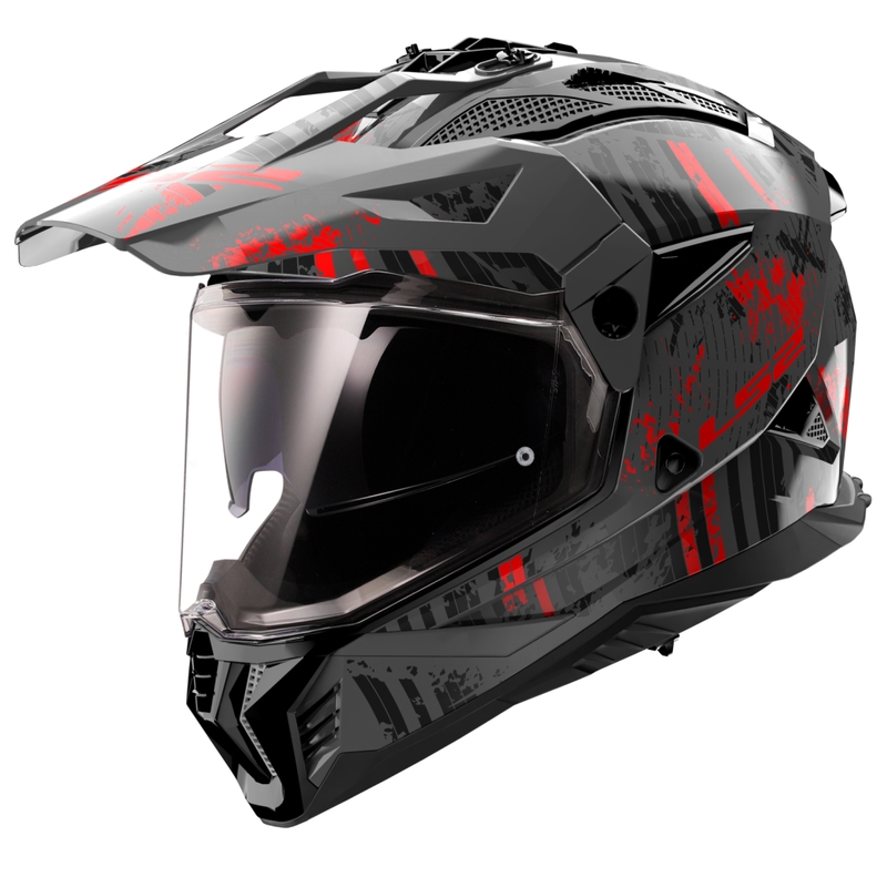 Cască de motocicletă Enduro LS2 MX702 PIONEER II CRAZY negru-roșu