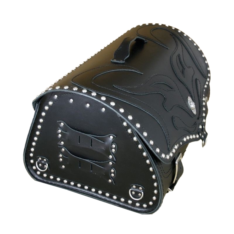 RSA K22 Black Demon geantă de motocicletă din piele neagră cu nituri 42 l